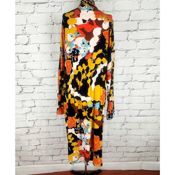 Free People Wild Nights Duster Womens M kimono floral cheetah Dopamine - Picture 3 of 10